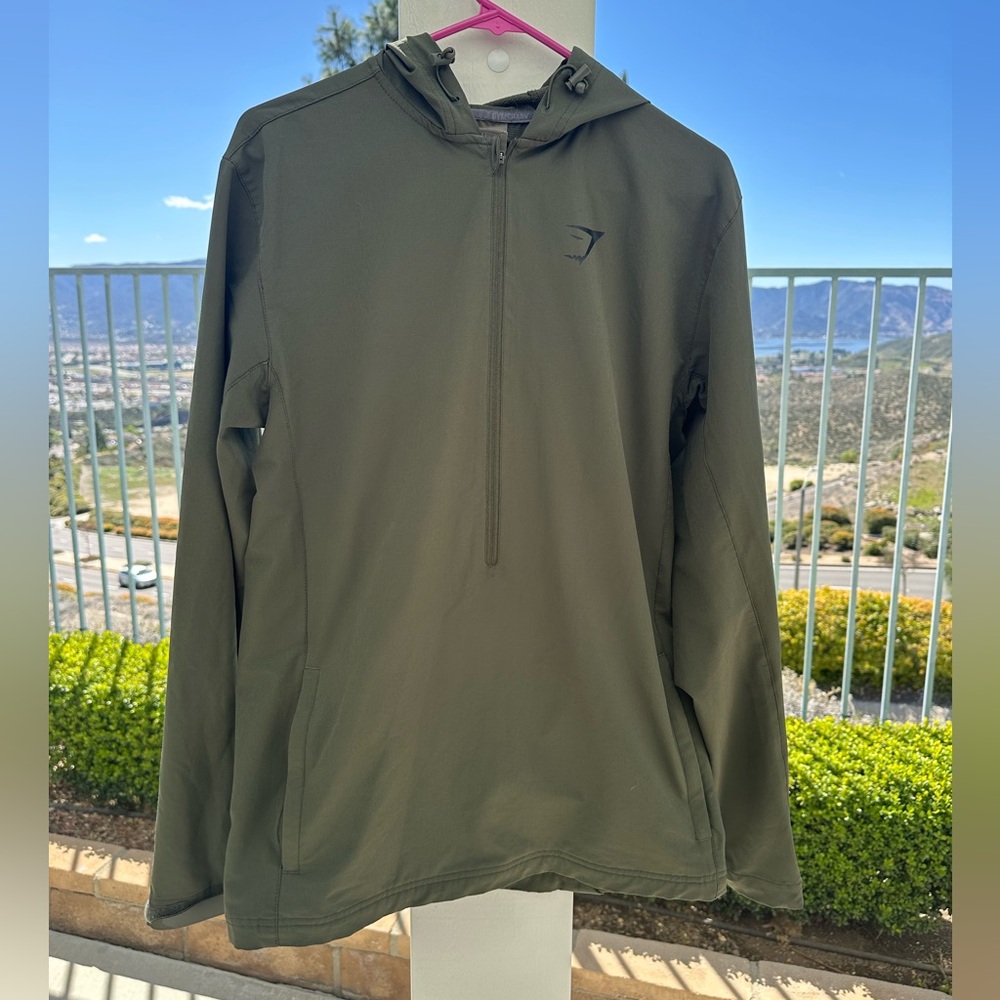 Gymshark Green Windbreaker Jacket with Hood